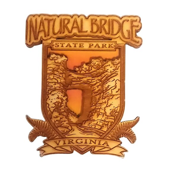 National Bridge State Park Virginia Wood Handcrafted Travel Magnet Souvenir - Picture 1 of 2